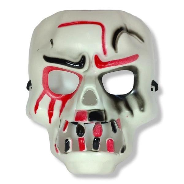 BFS   Beyaz Üzeri Rengarenk Korku Dişli Kafatası Maskesi 30x22 cm - Image 1
