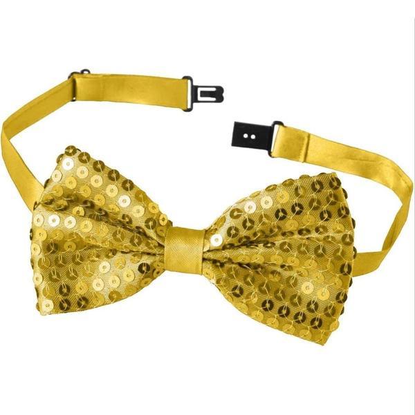 BFS   Gece Işıltısı Altın Payetli Pullu Papyon 7x2 cm - Image 1