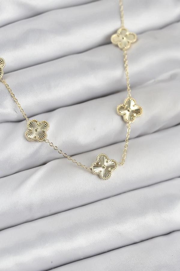 BFS Pirinç Gold Renk Yonca Kadın Kolye - Image 1