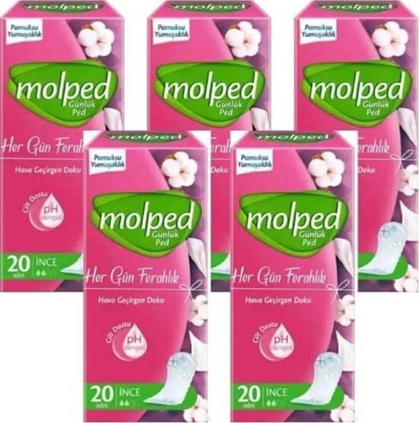 Molped Günlük Ped 5'li 20 20 20 20 20 Günlük Ped 5'li(100 ADET) - Image 1