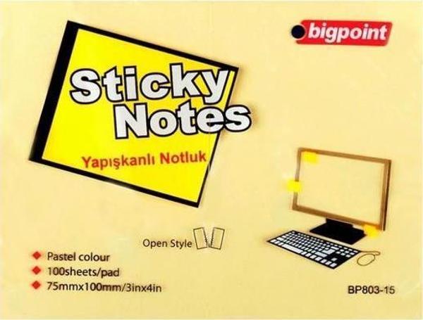 Bigpoint Yapışkanlı Not Kağıdı Sarı - Image 1
