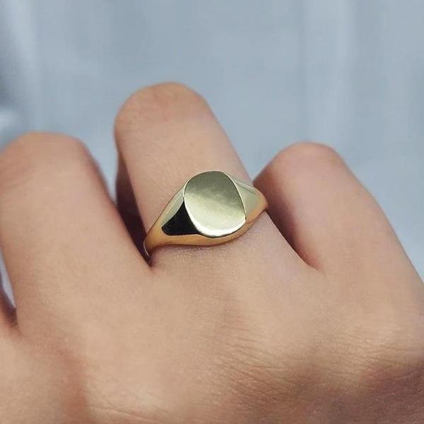 Şovalye Altın Yüzük - 14 Ayar Altın Taşsız Şovalye Yüzük - Hediyelik, Minimal Altın Yüzük - Image 1