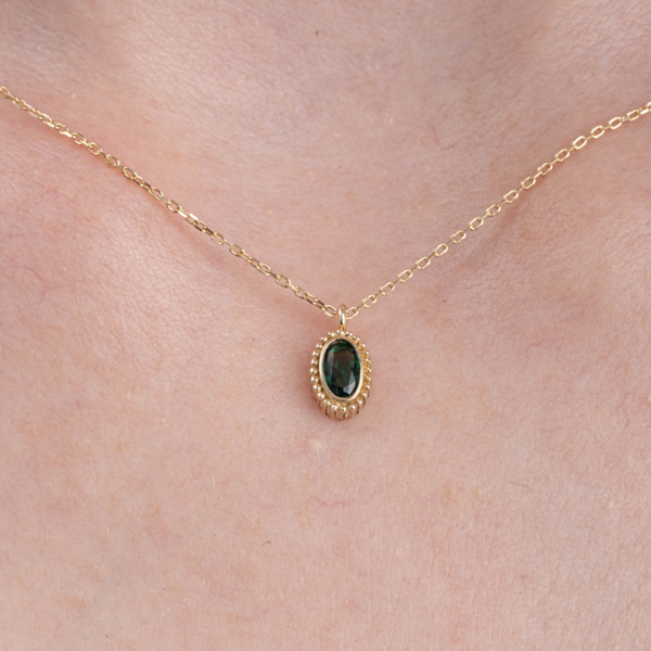 Altın Kolye - 0.50 CT Zümrüt Minimal Tasarım 14 Ayar Altın Doğal Taşlı Kolye - Zümrüt Taşlı Kolye - Image 1