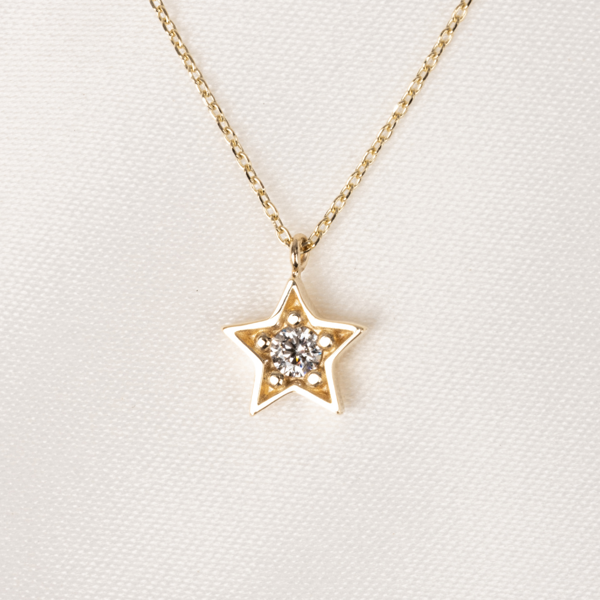 Altın Kolye - Zirkon Taşlı Yıldız Desenli 14 Ayar Altın Kolye - Image 1