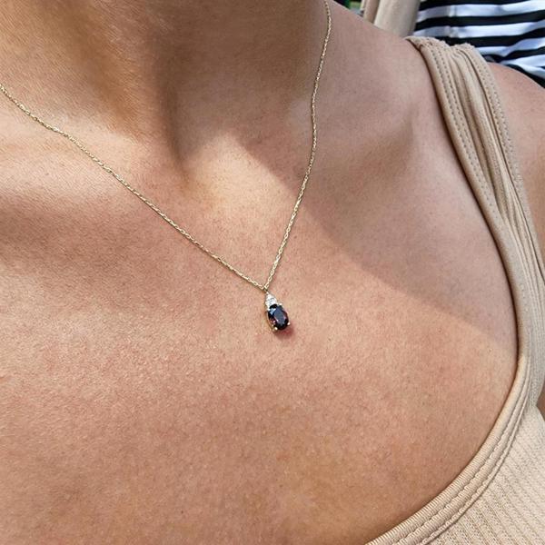 Altın Kolye - 1.10 CT Brown (Smoky)0,15CT Swarovski Taşlı Minimal Tasarım Hediye 14 Ayar Altın Kolye - Image 1