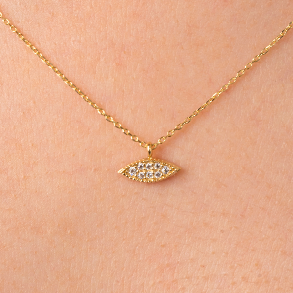 Altın Kolye - Mekik Taşlı Tasarım 14 Ayar Altın Kolye - Image 1