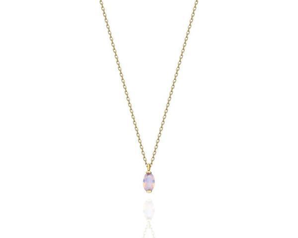 Altın Kolye - 0.50 Ct Pembe Quartz Pırlanta Montürü Has Taşlı Altın Kolye-Hediye 14 Ayar Altın Kolye - Image 1