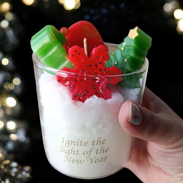 Yılbaşı konseptli  bardak mum - Image 1