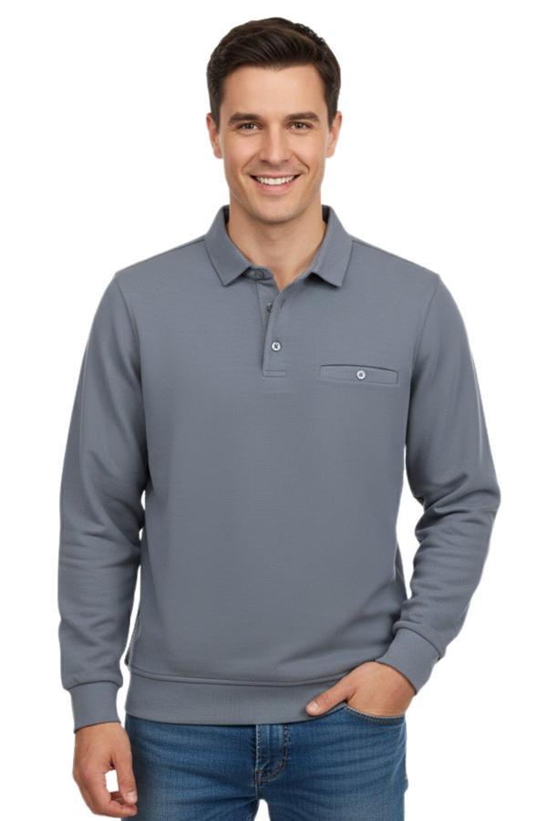 Erkek Gömlek Yaka Petek Doku Cepli Regular Fit Sweatshirt BGL-ST04956 - Image 1