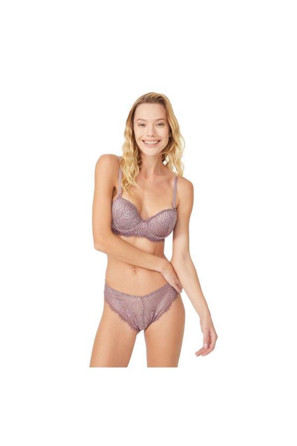 Vizon Dar Kalıp Dantelli Içi Boş Kap Sütyen Takımı - Image 1