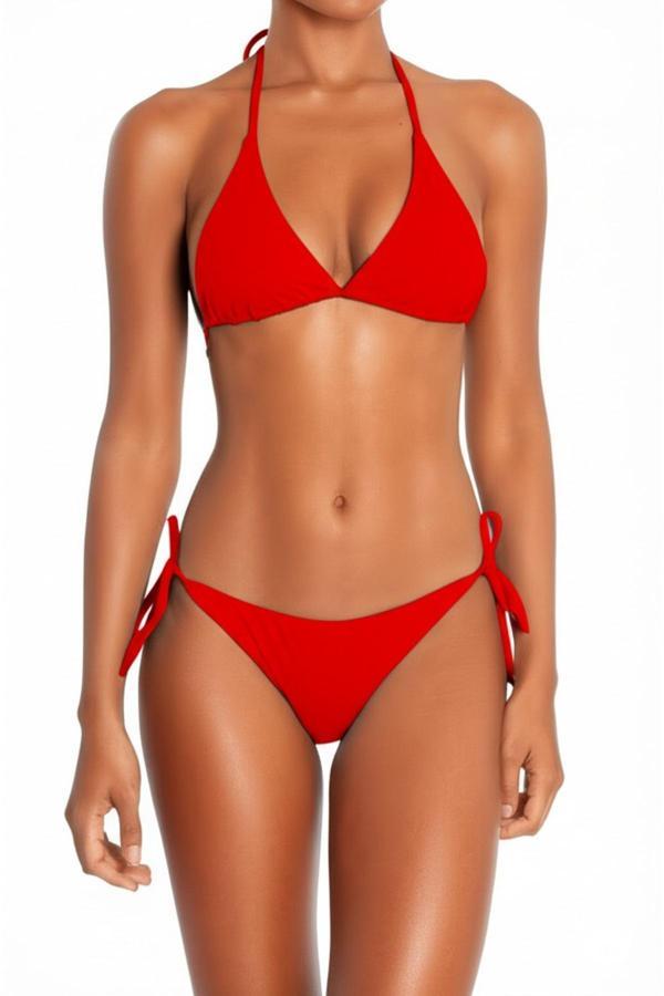2 Renk 1 Paket Kırmı-açık Mavi Kalın Ip Bağcıklı Bikini Altı - Image 1