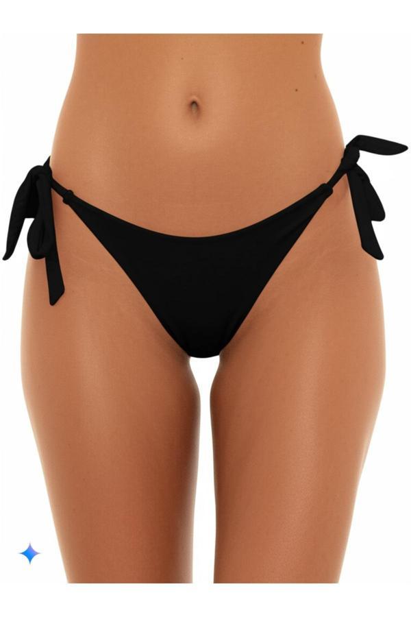 Siyah Brelya Kalın Ip Bağlamalı Bikini Altı - Image 1