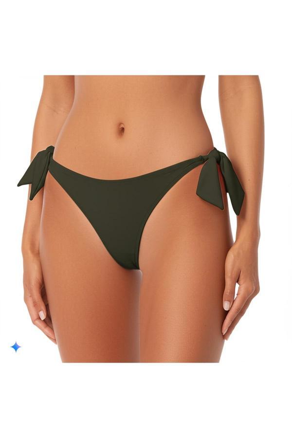 Haki Brezilya Kalın İp Bağlamalı Bikini Altı - Image 1