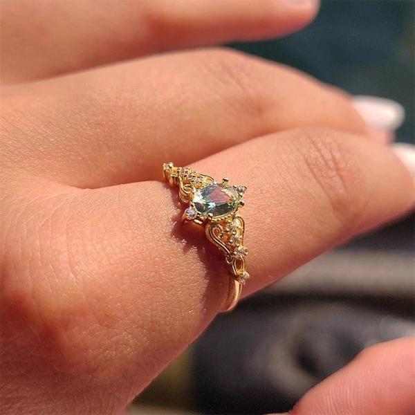 Fox Love Su Yeşili Evlilik Teklifi Prenses 925 Ayar 0.50 Karat Gümüş Yüzük - Image 1