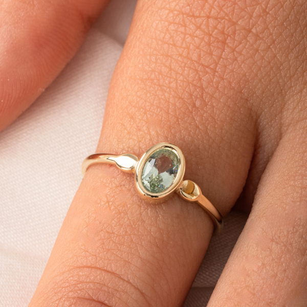 Green Taşlı Tek Taş Evlilik Teklifi Yüzüğü-0.90 Karat Kristal Opal 925 Ayar Gümüş Yüzük - Image 1