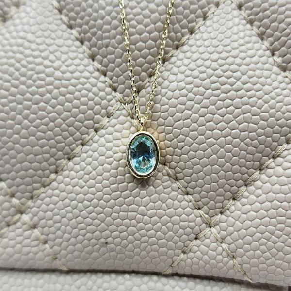 Gümüş Kolye - 1.05 CT Green Topaz 925 Ayar Gümüş Tasarım Modern Kolye - Yeşil Topaz Hediyelik Kolye - Image 1