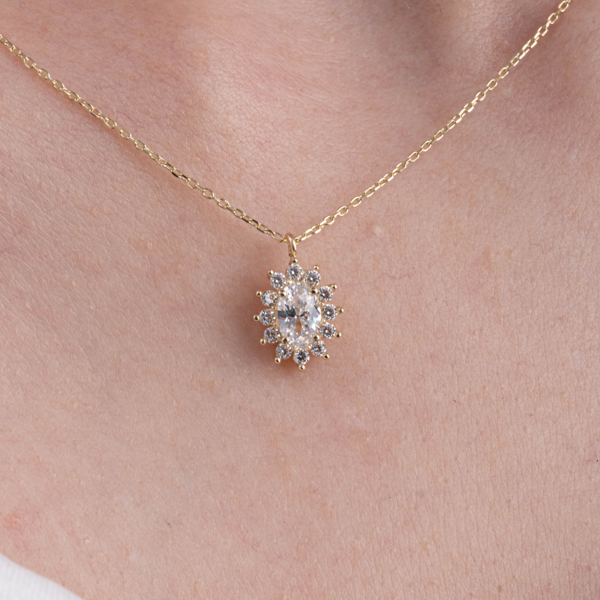 Gümüş Kolye - Signity (Zirkon) 0.90 Karat Anturaj Modern Tasarım 925 Ayar Gümüş Kolye - Image 1