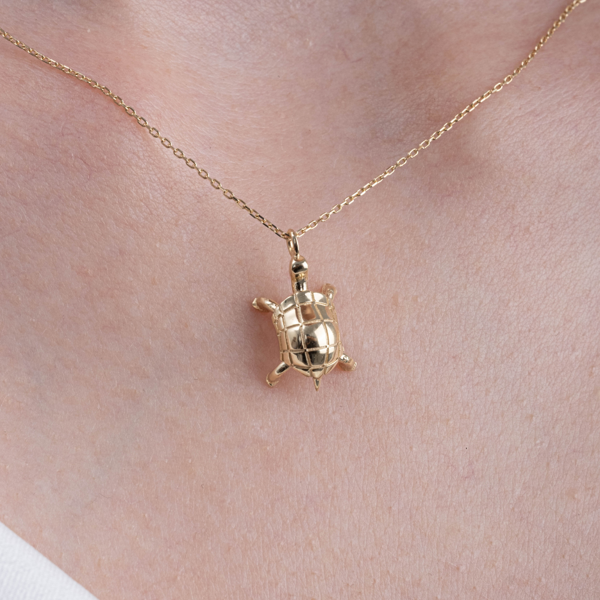 Gümüş Kolye - Taşsız Kaplumbaga Minimal Modern Gümüş Kolye - Hediyelik Kaplumbaga Gümüş Kolye - Image 1