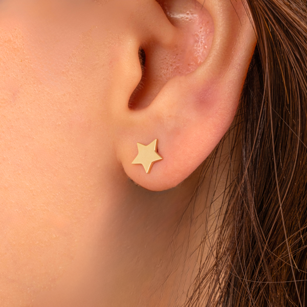 Gümüş Küpe - 925 Ayar Gümüş Minimal Yıldız Figürlü Küpe - Image 1