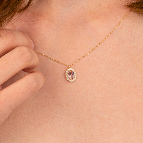 Gümüş Kolye - Morganite Oval Taşlı 925 Ayar Gümüş Kolye - Image 1