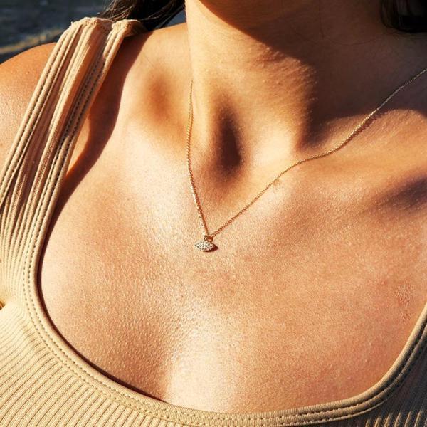 Gümüş Kolye - Mekik Formda 0.20 CT Pırlanta (Signty)Taşlı Tasarım Gündelik Tarz 925 Ayar Gümüş Kolye - Image 1