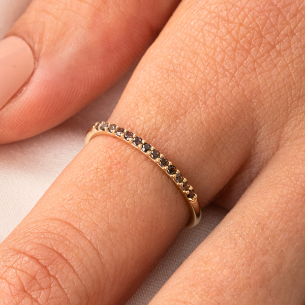 Gümüş Yüzük - 0.25 Karat Yarımtur Smoky (Kahverengi) Taşlı 925 Ayar Gümüş Yüzük - Image 1