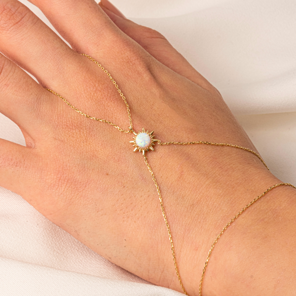 Gümüş Şahmeran - 925 Ayar Gümüş Oval Kesim Opal Taşlı Güneş Model Şahmeran - Image 1