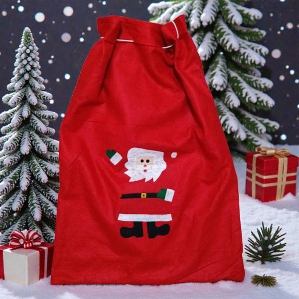 SANTA CLAUS GİFT SACK 70X50 CM NOEL BABA HEDİYE ÇUVALI BÜYÜK BOY NOEL BABA ÇUVALI YILBAŞI SÜSLERİ - Image 1