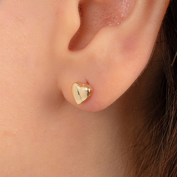 Gümüş Küpe - 925 Ayar Gümüş Minimal Kalp Figürlü Küpe - Image 1