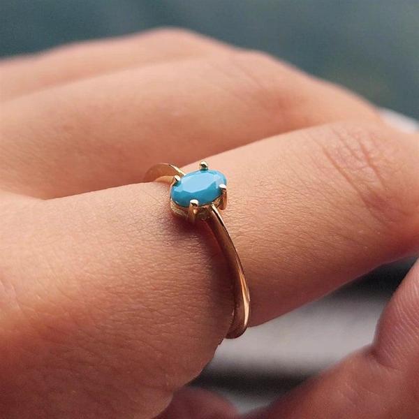 Gümüş Yüzük - 0.90 Karat Firuze Tektaş Evlilik Teklifi Pırlanta Montörü Tektaş 925 Ayar Gümüş Yüzük - Image 1