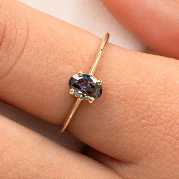 Gümüş Yüzük - 0.90 Karat Mistik Topaz Tektaş Evlilik Teklifi 925 Ayar Gümüş Tarz Yüzük - Image 1