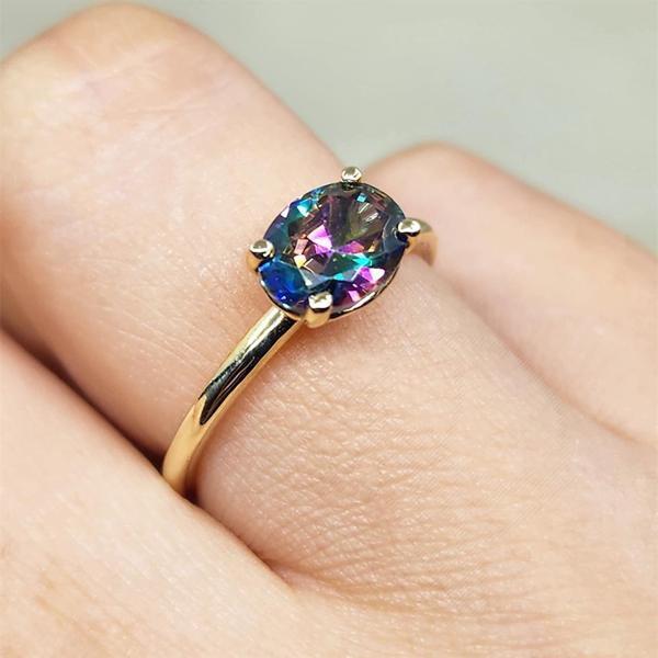 Gümüş Yüzük - 2.60 Ct Lopez Mistik Topaz Tektaş 925 Ayar Gümüş Yüzük - Tek Taş 925 Ayar Gümüş Yüzük - Image 1