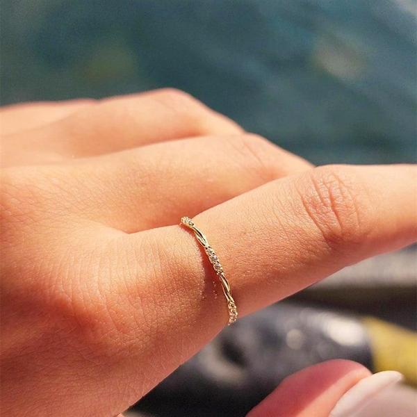 Gümüş Yüzük - Burma Tel Minimal Zirkon Taşlı 925 Ayar Gümüş Yüzük-Hediye Gümüş Yüzük - Image 1