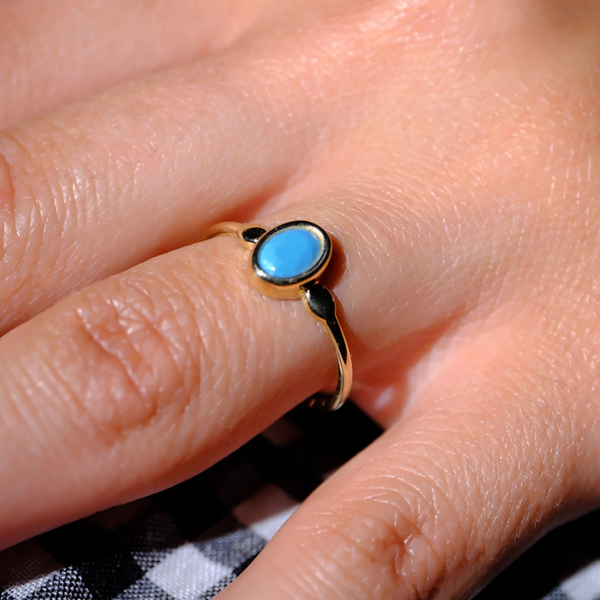 Gümüş Yüzük - Firuze Taşlı Tektaş Evlilik Teklifi Yüzüğü-0.90Karat Kristal Opal 925 Ayar Gümüş Yüzük - Image 1