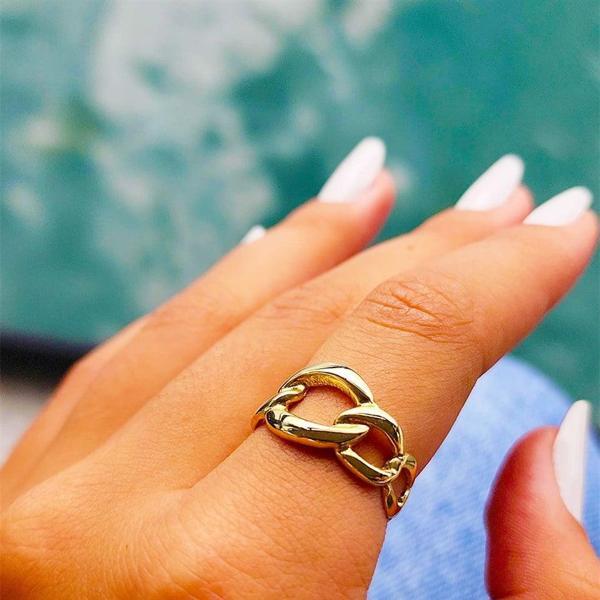 Gümüş Yüzük - Izabelle Italian Gurmet Gümüş Yüzük- Zincir Taşsız Tasarım Günlük 925 Ayar Gümüş Yüzük - Image 1