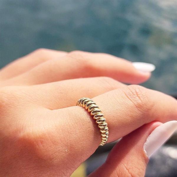 Gümüş Yüzük - Kruvasan Taşsız Gümüş Alyans - Taşsız Tasarım Modern 925 Ayar Gümüş Evlilik Alyansı - Image 1