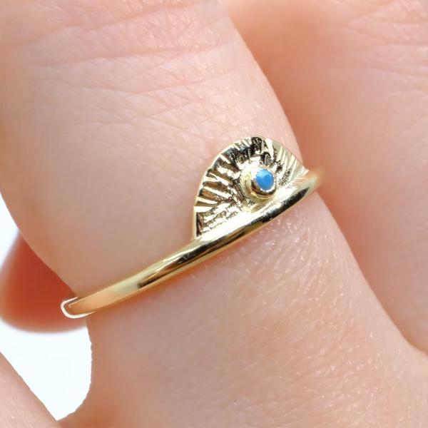 Gümüş Yüzük - Mini Firuze Taşlı Yelpaze 925 Ayar Gümüş Kadın Yüzük-Hediye Gümüş Yüzük - Image 1