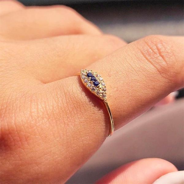 Gümüş Yüzük - Minimal Mekik Signity Swaroski Safir Taşlı Şans 925 Ayar Gümüş Tasarım Yüzük - Image 1