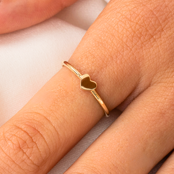 Gümüş Yüzük - Minimal Tasarım Alyans Kalp Aşk Yüzüğü-Kişileştirebilir Harf Yazılabilir Gümüş Yüzük - Image 1