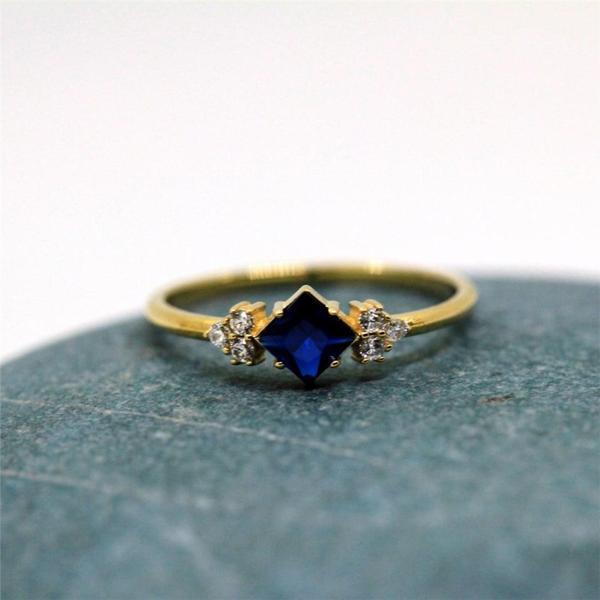 Gümüş Yüzük - Safir Carolin Alyans Yüzük - 0.40 Ct Nano Safir 925 Ayar Gümüş Evlilik Teklifi Yüzük - Image 1