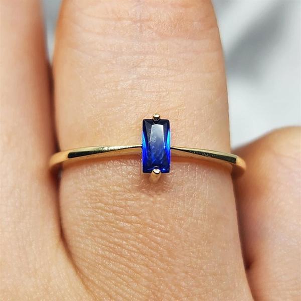 Gümüş Yüzük - Safir Taşlı Taşlı Baget Tasarım 925 Ayar Gümüş Yüzük - Image 1