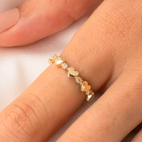 Kalp Sadakat Yemini (Pırlanta)Taşlı 925 Ayar Gümüş Sıralı Alyans Yüzük-Hediye 925 Ayar Gümüş Yüzük - Image 1