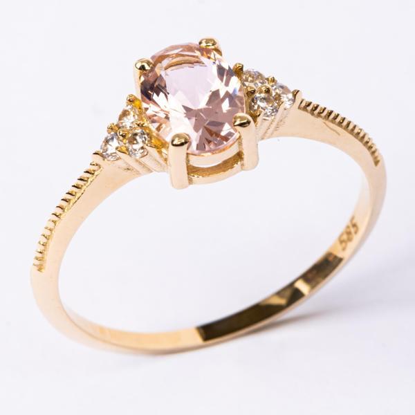 Oval Kesim Pembe Safir Yan Zirkon Taşlı Tektaş Modern 925 Ayar Gümüş Kadın Yüzük Günlük-Hediyelik - Image 1