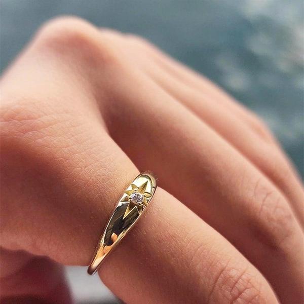 Signity Taşlı Kuzey Yıldızı Minimal 925 Ayar Gümüş Yüzük-Hediye Gümüş Yüzük - Image 1