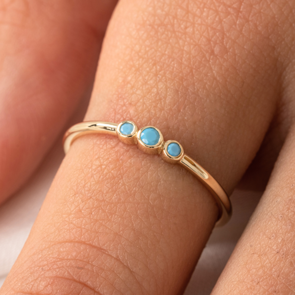 Tria Firuze Evlilik Teklifi Modern-Minimal Tarz Tasarım Hediye-925 Ayar Gündelik Estetik Gümüş Yüzük - Image 1