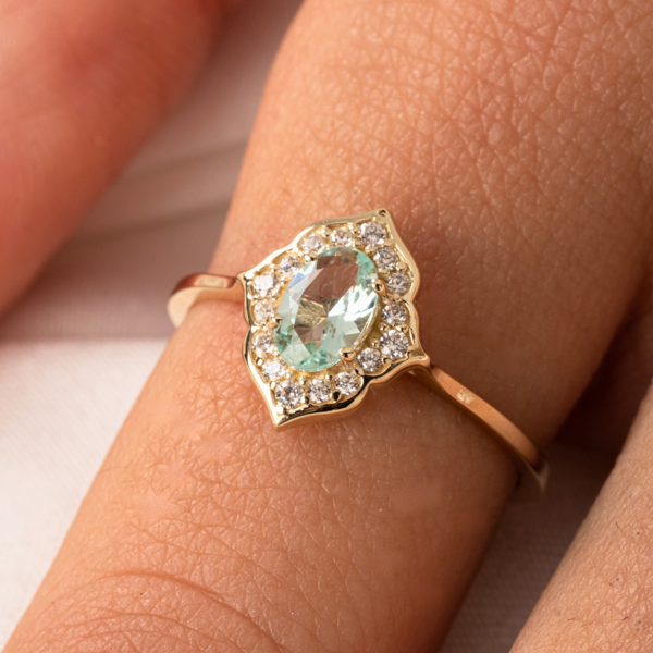 Vintage Su Yeşili Taşlı Gümüş Evlilik Teklifi Hediye 925 Ayar Gümüş Yüzük  - Image 1