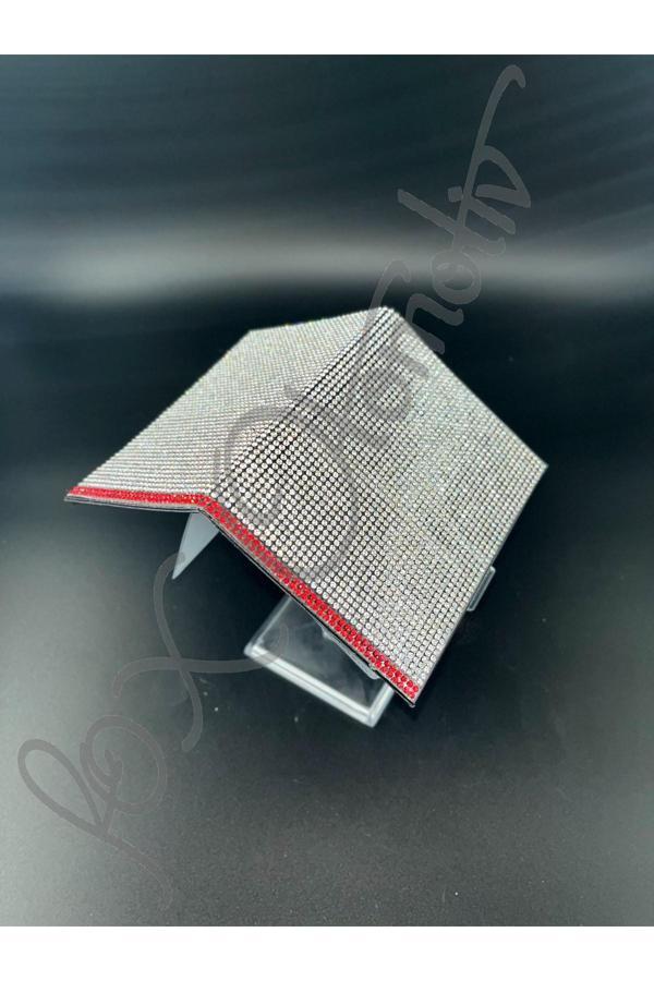 Efeaks Taşlı Gümüş Ruhsat Kabı Kırmızı Detaylı - Image 1