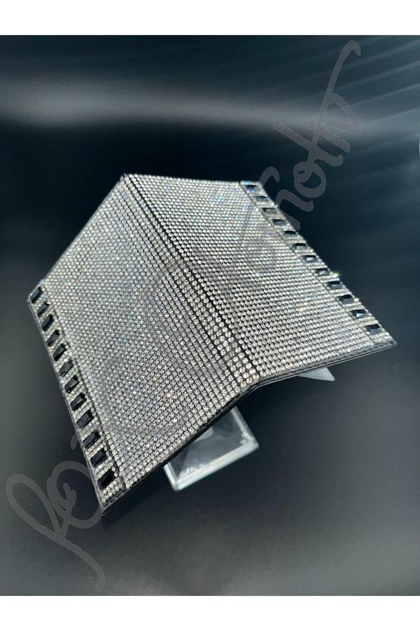 Efeaks Gümüş Taşlı Siyah Baget Detaylı Ruhsat Kabı - Image 1