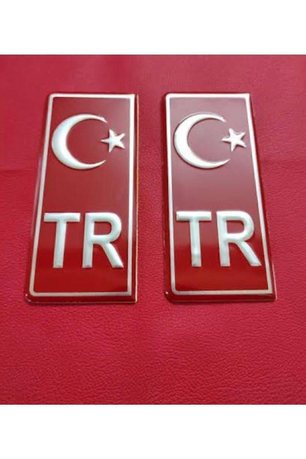 Efeaks Tr Yazılı Ve Ayyıldızlı Alüminyum Kabartmalı Plaka Pulu 2 Adet - Image 1