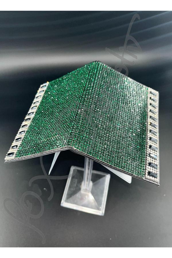 Efeaks Yeşil Taşlı Siyah Baget Detaylı Ruhsat Kabı - Image 1